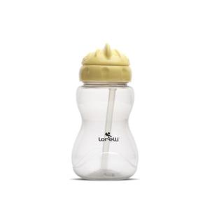 Biberon sport Lorelli Yellow Grey, cu pai moale si flexibil, capac de protectie rotativ, 275 ml