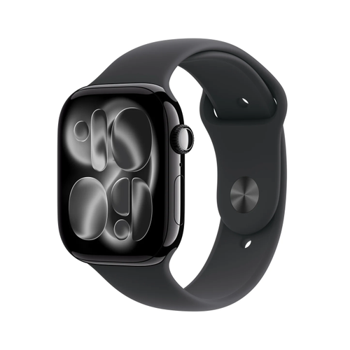 Smartwatch Apple Watch 11, GPS, 46mm, Ecran Retina LTPO OLED, Chip S10 cu Procesor Dual-Core, 64GB Flash, Wi-Fi, Bluetooth, Carcasa Aluminiu, Curea Sport Band M/L (Negru) - 0 | YEO