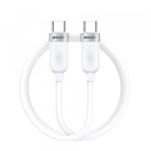 Cablu Date si Incarcare USB-C - USB-C BWOO BO-X315C, 100W, 1m, Alb