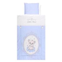 Set lenjerie pat 4 piese Lorelli Little Bear Blue, bumbac ranforce