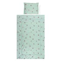 Set lenjerie pat 4 piese Lorelli Friends Green, bumbac ranforce, Verde