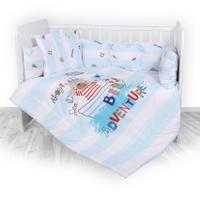 Set lenjerie pat 7 piese Lorelli Lily Adventure Blue, bumbac ranforce