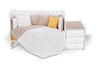 Set lenjerie pat 8 piese Lorelli Trend Crowns Latte, bumbac ranforce