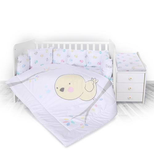 Set lenjerie pat 8 piese Lorelli Trend Chicken, bumbac ranforce