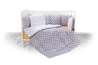 Set lenjerie pat 7 piese Lorelli Clouds Grey Lily, bumbac ranforce, Gri