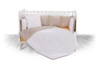Set lenjerie pat 7 piese Lorelli Lily Crowns Latte, bumbac ranforce