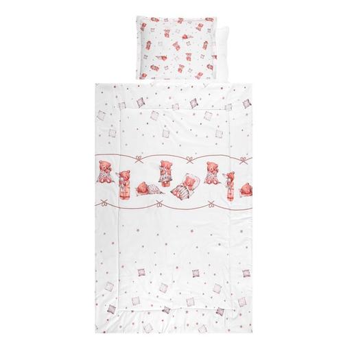 Set lenjerie pat 4 piese Lorelli Bears & Pillows Beige, bumbac ranforce