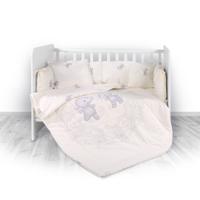 Set lenjerie pat 7 piese Lorelli Lily Happy Hippo Beige, bumbac ranforce