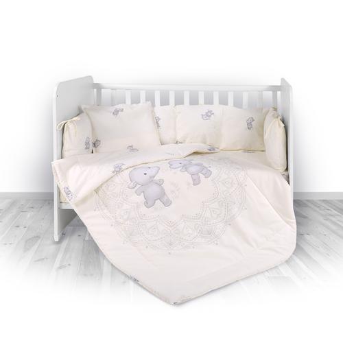 Set lenjerie pat 7 piese Lorelli Lily  Happy Hippo Beige, bumbac ranforce