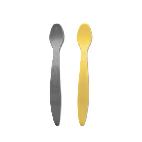 Set de 2 lingurite flexibile Lorelli, cu maner lung, margine rotunjita, Galben/Gri