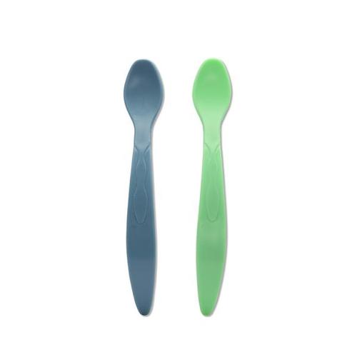 Set de 2 lingurite flexibile Lorelli, cu maner lung, margine rotunjita, Verde/Albastru