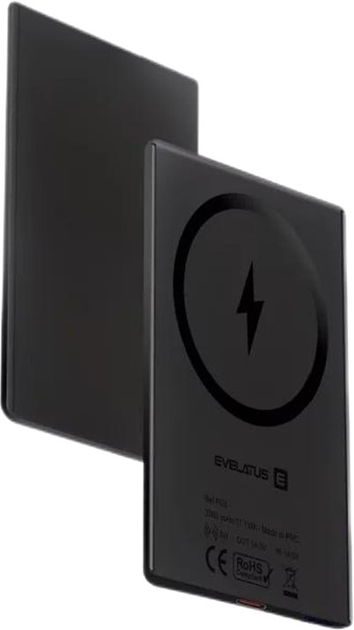 Acumulator extern Evelatus Super Slim, 3000 mAh, Wireless, Magnetic, 5 W (Negru)