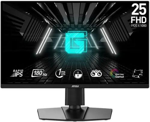 Monitor Gaming Rapid IPS LED MSI 24.5inch G255PF E2, Full HD (1920 x 1080), HDMI, DisplayPort, Pivot, Boxe, 180 Hz, 1 ms (Negru)