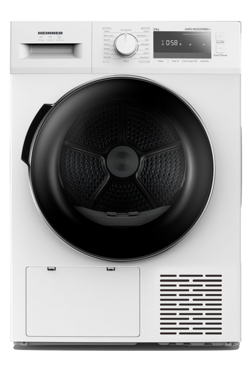 Uscator de rufe HEINNER HHPD-M10G5PBKD++, Pompa de caldura, 10 kg, Clasa D, 16 programe, Lumina cuva, Functie Anti-Sifonare (Alb)