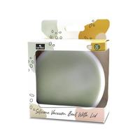 Bol de hranire cu capac Lorelli, din silicon natural, cu ventuza, 6 luni+, Verde