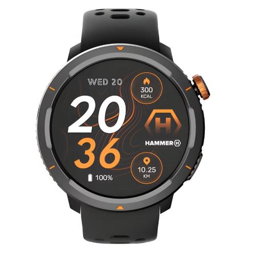 Smartwatch MyPhone HAMMER Watch 2 Lite, Ecran AMOLED 1.43inch, Bluetooth, Rezistent la apa 3 ATM, Monitor cardiac, Nivel oxigen din sange, Contor pasi (Negru/Portocaliu)