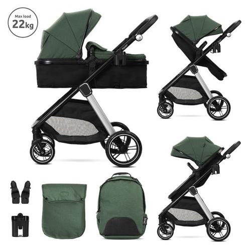 Carucior 2 in 1 Lorelli Aspen, transformabil, set adaptori cos auto inclus, pana la 22 Kg, Verde