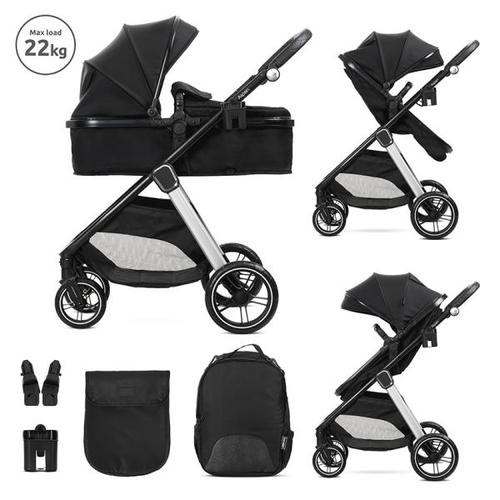 Carucior 2 in 1 Lorelli Aspen, transformabil, set adaptori cos auto inclus, pana la 22 Kg, Negru
