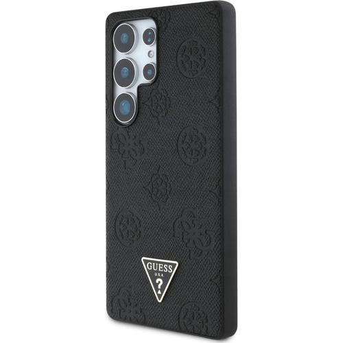 Husa Protectie Spate Guess Grained Hot Stamp Peony Pattern Triangle MagSafe pentru Samsung Galaxy S25 Ultra (Negru)