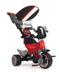Tricicleta evolutiva pentru copii Injusa Body, cu maner parental, include rucsac, 10 luni+, Negru/Rosu