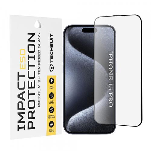 Folie de protectie Ecran Techsuit pentru Apple iPhone 15 Pro, Sticla Securizata, Full Glue
