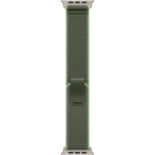 Curea Smartwatch Apple MFT44ZM/A pentru Watch 49mm, Trail Loop - S/M - Natural Titanium Finish (Verde)