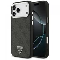 Husa MagSafe pentru Apple iPhone 17 Pro Max, Guess, 4G Triangle Logo, Neagra Argintie