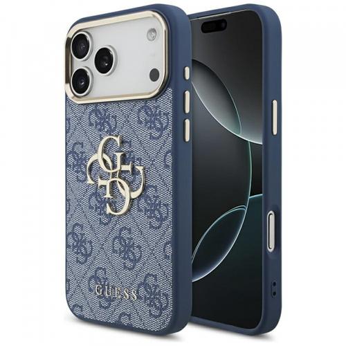 Husa pentru Apple iPhone 17 Pro Max, Guess, Big 4G Logo Classic, Albastra Aurie