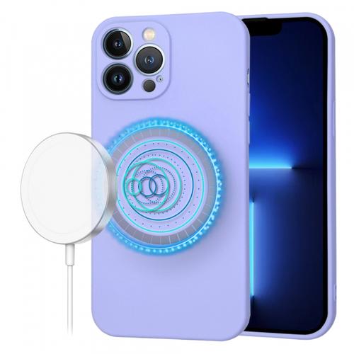 Husa MagSafe pentru Apple iPhone 13 Pro Max, Techsuit, SoftFlex, Mov Deschis