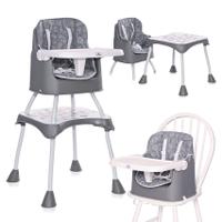 Scaun de masa inalt pentru copii Lorelli Trick, convertibil 3in1, 6 luni - 36 luni, maxim 15 kg, Gri
