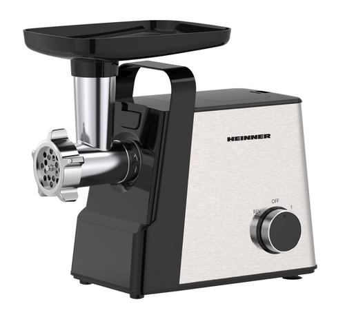 Masina de tocat HEINNER HMG-2100SS3 2100 W 2 viteze 3 site metalice Accesoriu rosii kibbe si carnati Cutite Inox Functie Reverse (Negru/Inox)
