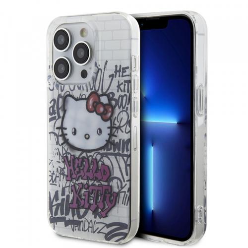 Husa pentru Apple iPhone 14 Pro Max, Hello Kitty, IML Kitty On Bricks Graffiti, Alba