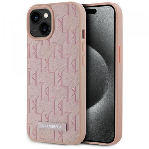 Husa MagSafe pentru Apple iPhone 15, Karl Lagerfeld, Hot Stamp, Roz
