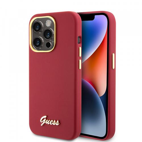 Husa pentru Apple iPhone 15 Pro, Guess, Script Metal Logo & Frame, Rosie