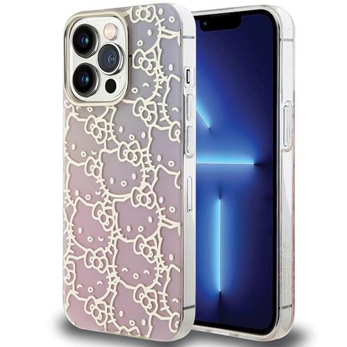 Husa pentru Apple iPhone 15 Pro, Hello Kitty, IML Gradient Electrop Crowded Kitty Head, Roz
