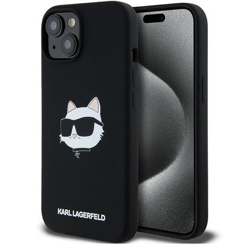 Husa MagSafe pentru Apple iPhone 15 Plus, Karl Lagerfeld, Silicone Choupette\'s Head, Neagra