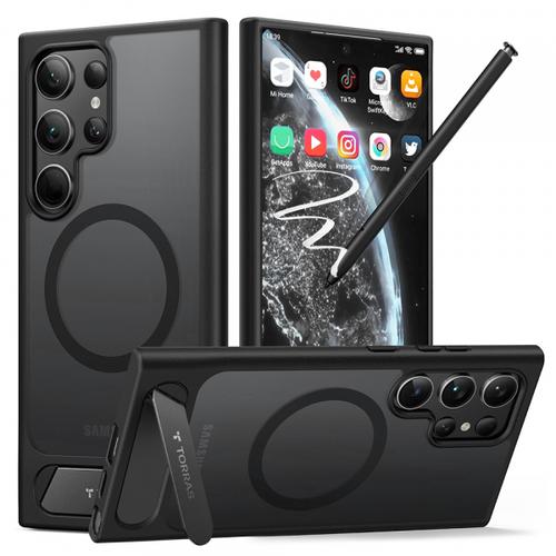 Husa MagSafe pentru Samsung Galaxy S24 Ultra S928, Torras, Pstand, Neagra