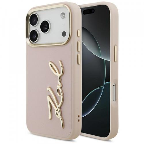 Husa pentru Apple iPhone 17 Pro, Karl Lagerfeld, Script Logo, Roz