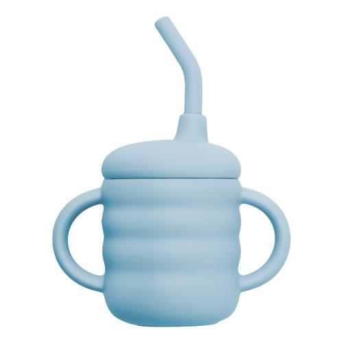 Cana cu pai din silicon, 160 ml, AppeKids Aqua Blue, Albastru