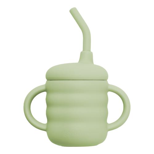 Cana cu pai din silicon, 160 ml, AppeKids Raw Green, Verde