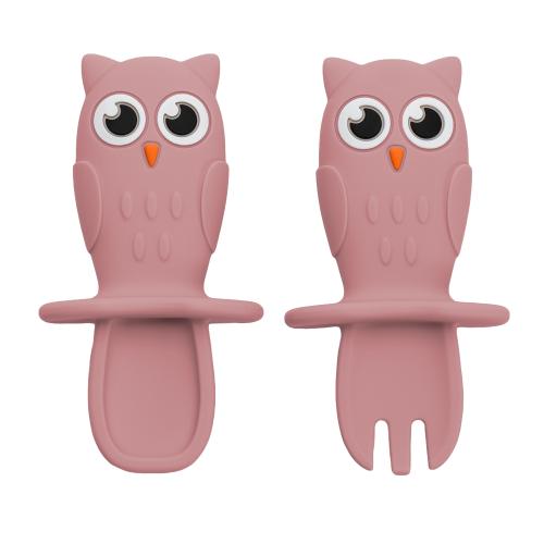 Set 2 Tacamuri din silicon AppeKids OWL Old Rose, Roz