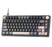 Tastatura Gaming Royal Kludge R75, Silver Switch, iluminare RGB, Wired, USB (Negru/Maro)