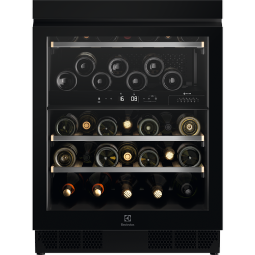Racitor de vinuri Electrolux EWUD140B8B, 40 sticle, Rafturi lemn, Control electronic (Zona dubla de control), Clasa G, H 82 cm (Negru)