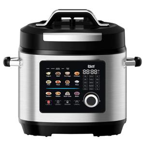 Oala electrica sub presiune iHunt Bro Multicooker 8L Ultra, 1300 W, 8 l, 12 programe, Panou Touch Digital (Negru/Inox)