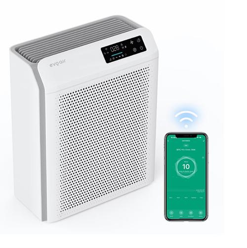 Purificator de aer Evoair HOMI P300, CADR 300m³/h, WI-FI, Filtru True Hepa, Carbon Activ, Prefiltru, Mod Auto, Lampa UV, Ionizare, 6 Moduri Functionare, Senzor CaliTate Aer (Alb)