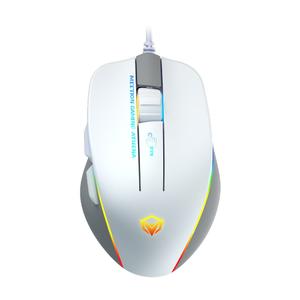 Mouse gaming Meetion GM23, iluminare RGB, Wired, 12800 DPI (Alb/Gri)