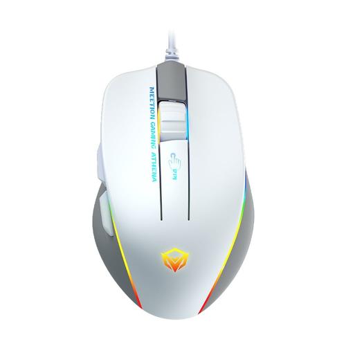 Mouse gaming Meetion GM23, iluminare RGB, Wired, 12800 DPI (Alb/Gri)