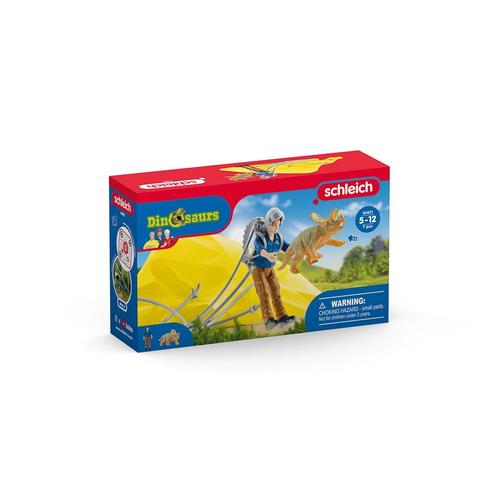 Set de joaca Schleich 41471 - Salvarea Lui Dino Cu Parasuta, 7 piese, 3 ani+