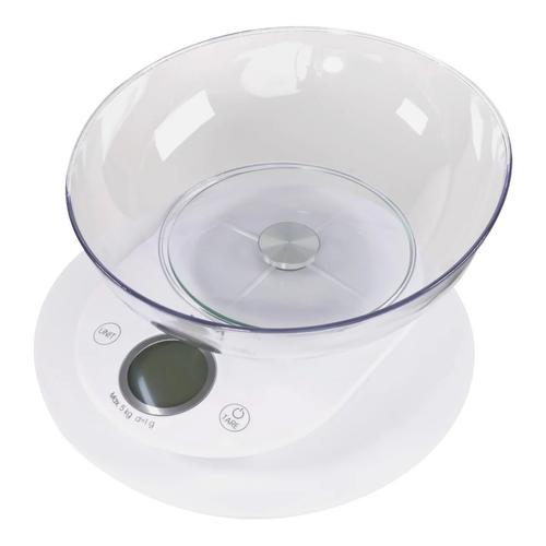 Cantar de bucatarie Vivax KS-505BW, Ecran digital, 5 Kg, Bol Sticla, Alb