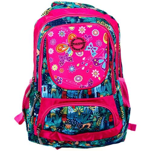 Ghiozdan Ella Icon Summer, 3 compartimente, 46 x 36 x 18 cm, Roz